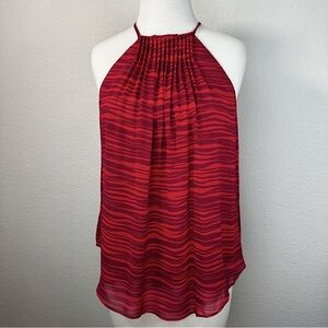 NWT Joie Trianna B Silk Fully Lined Halter Cami Tank Hibiscus Red Tiger Print Sm